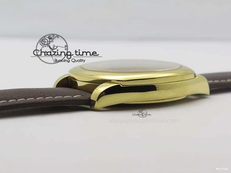 MiroTime 0505 Thermal Cellini Date YG Gold Sticks Dial On Brown Leather Strap A 3885
